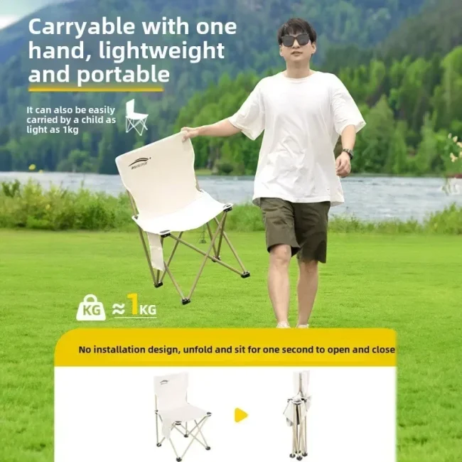 Outdoor Foldable Chair Camping Chair with Side Pocket Picnic Oxford Cloth Chairs Portable Beach Fishing Chairs Outdoor Chair
